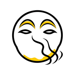 Stylized Face with Closed Eyes and Abstract Features Evoking a Sense of Calm or Serenity in a Contemporary Artistic Interpretation on Transparent Backdrop