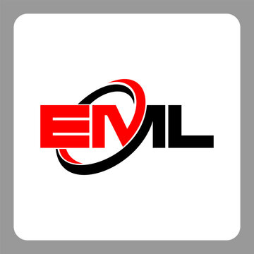 EML logo. EML letter. EML letter logo design. Initials EML logo linked with circle and uppercase monogram logo. Modern Red and Black Initials Logo for Corporate, EML typography for technology,