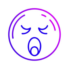 Gradient Yawning Face Emoji Icon, Blue to Purple Color Scheme on Transparent Backdrop, Ideal for Digital Communication and Creative Design Projects