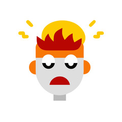 Detailed Illustration of a Frustrated Character with Red Hair and a Headache, Set Against a Transparent Background, Perfect for Digital Content and Design Projects