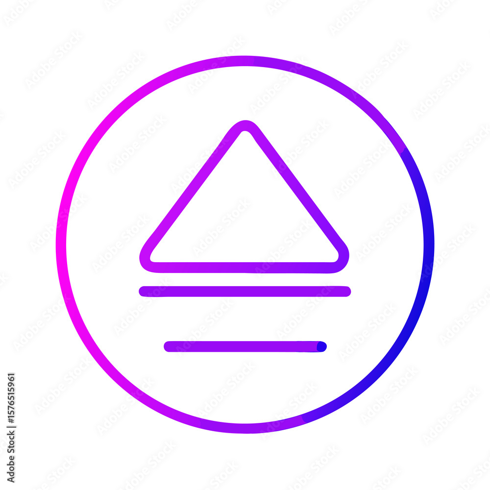 Poster vibrant eject symbol with gradient colors on transparent background, representing media control and 