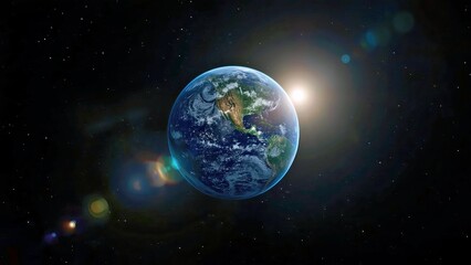 Obraz premium Solar System. Earth planet space view with sun light solar system gala