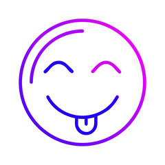 Winking Emoji with Tongue Out and Gradient Colors on Transparent Backdrop Conveying Playfulness and Lightheartedness for Digital Communication and Modern Designs