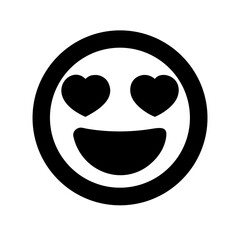 Naklejka premium A Black and White Emoji with Heart Eyes on a Transparent Background, Representing Affection and Adoration in Digital Communication and Social Media
