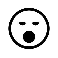 Fototapeta premium Simple Yawning Face Emoji Icon, Black Outline on Transparent Backdrop, Ideal for Representing Tiredness and Boredom in Digital Communication