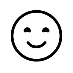 A Simple and Clean Smiley Face Icon in Black, Set Against a Transparent Background, Ideal for Use in User Interfaces and Digital Communication Platforms