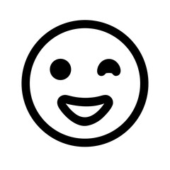 A Simple and Expressive Icon of a Winking Smiley Face, Conveying Playfulness, Friendliness, and a Sense of Lighthearted Communication in Digital Interfaces