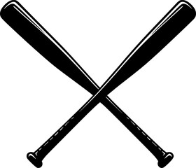 Naklejka premium set of crossed baseball bat silhouette, black and white silhouette, vector and illustration 