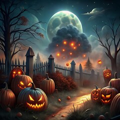 halloween background with pumpkins