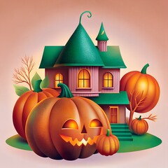 halloween pumpkin on a pumpkin