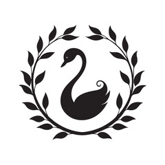 Fototapeta premium Swan Surrounded By Decorative Vines