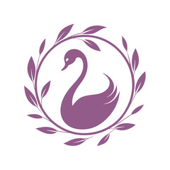 Swan Encircled By Floral Vines