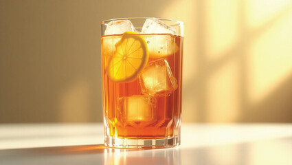 Glass of iced tea with lemon slices