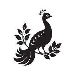 Peacock Perched On Elegant Branch