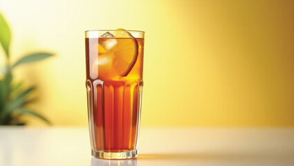 Glass of iced tea with lemon slices