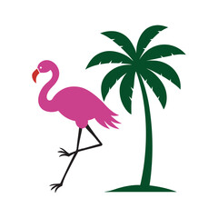 Flamingo Dancing With Palm Tree