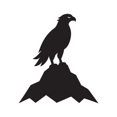 Hawk Sitting On Rocky Cliffside