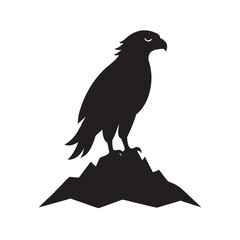 Hawk Perched On Mountain Top