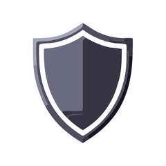 Isolated Shield with Grey Fill and White Outline, Safety Symbol, Security Graphic