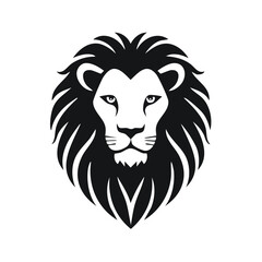 Obraz premium Lion Head with a Stylized Mane: Black and White Minimalist Animal Portrait