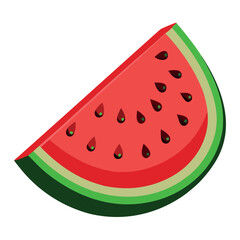 Watermelon Slice &ndash; Vibrant Red Fruit with Green Rind and Black Seeds &ndash; Vector Illustration for Summer Designs, Healthy Food Icons, Seasonal Decor, and Fresh Fruit Branding

