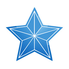 Obraz premium Five Pointed Star Icon Blue Gradient with White Lines Abstract Symbol Decoration