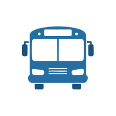 Blue Bus Front View Minimalist Icon Transportation City Travel Design Symbol Graphic Simple Flat