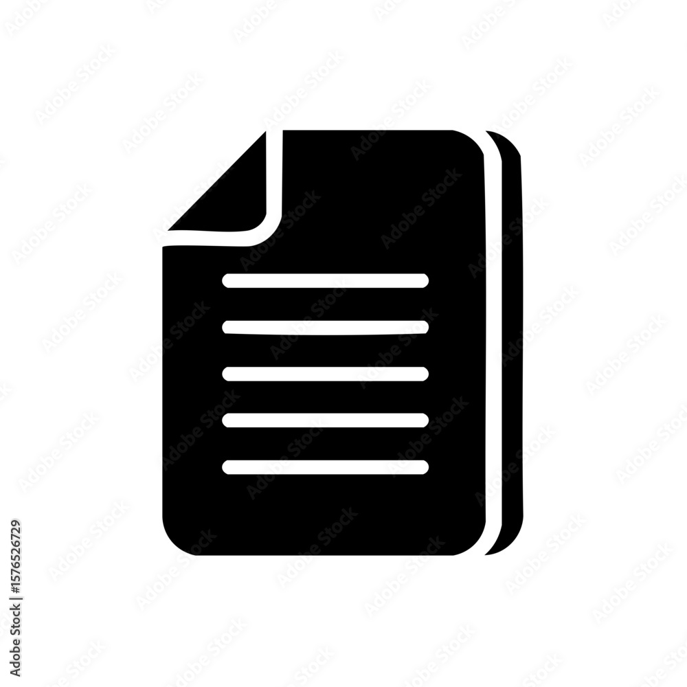 Fototapete file icon illustration document papers stack with corner folded and line text data information graph