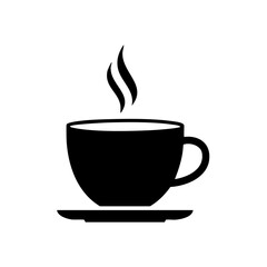 Silhouette of Hot Cup on Saucer with Steam Rising Depicts Comfort and Relaxation