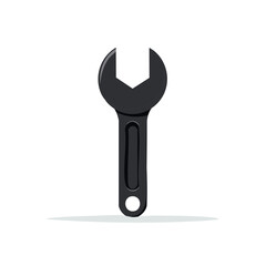 Black Open End Wrench Isolated on White Background Repair Tool Spanner Simple Still Life