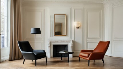 Elegant living room interior design with armchairs