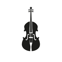 Fototapeta premium Detailed Silhouette of Stringed Instrument: Cello Isolated on White
