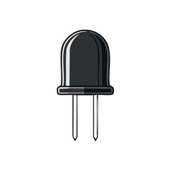 Illustration of a black infrared light emitting diode with two straight leads on an isolated white background.