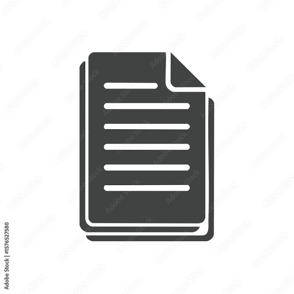 Fototapete stack of documents with text lines and curled corner symbol for file format and paperwork