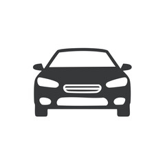 Fototapeta premium Front View Silhouette of Modern Car: Automotive Icon, Transportation Vector