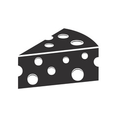 Stylized Wedge of Cheese with Holes Graphic Element Isolated on White