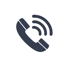 Telephone receiver and connection signal icon on white background. Communication symbol