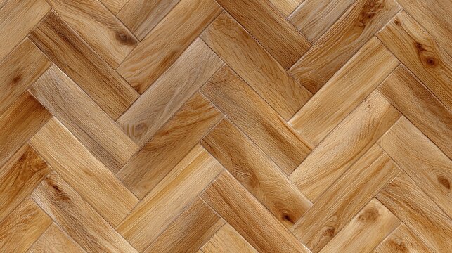 Herringbone pattern oak wood floor with natural grain texture