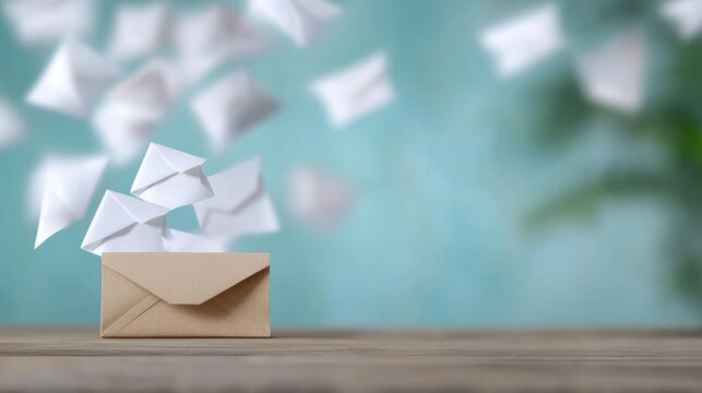 Floating envelopes landing in brown envelope