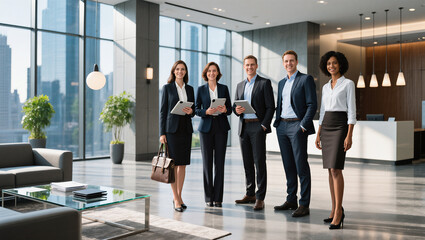 Fototapeta premium business people in office lobby