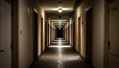 Long hallway with doors