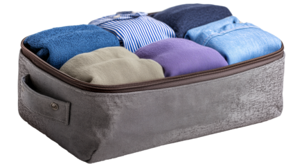Underwear travel bag with neatly folded clothes in organized compartments  