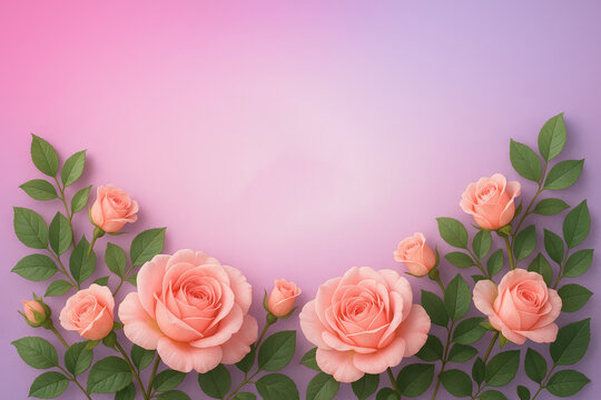 International Women’s Day banner with roses on pastel gradient background