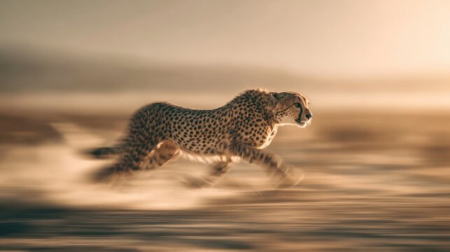Cheetah running in golden light (1)