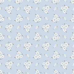 Cute kawaii soft blue pastel small flower pattern background	
