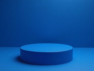 Blue podium stage 3d background of empty space show scene modern studio backdrop presentation display or blank pedestal geometric product stand and dark platform template room on showcase wallpaper.


