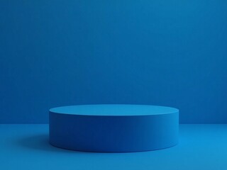 Blue podium stage 3d background of empty space show scene modern studio backdrop presentation display or blank pedestal geometric product stand and dark platform template room on showcase wallpaper.

