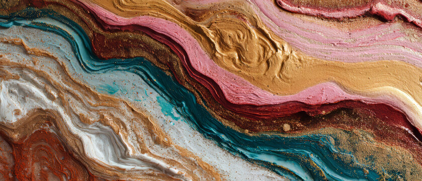 Colorful Marbled Texture With Gold Accents