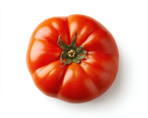 Overhead View of Organic Beefsteak Tomato on a White Background
