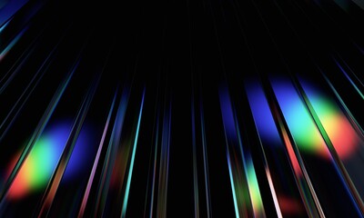 Abstract background, striped surface with colorful reflections, 3d render